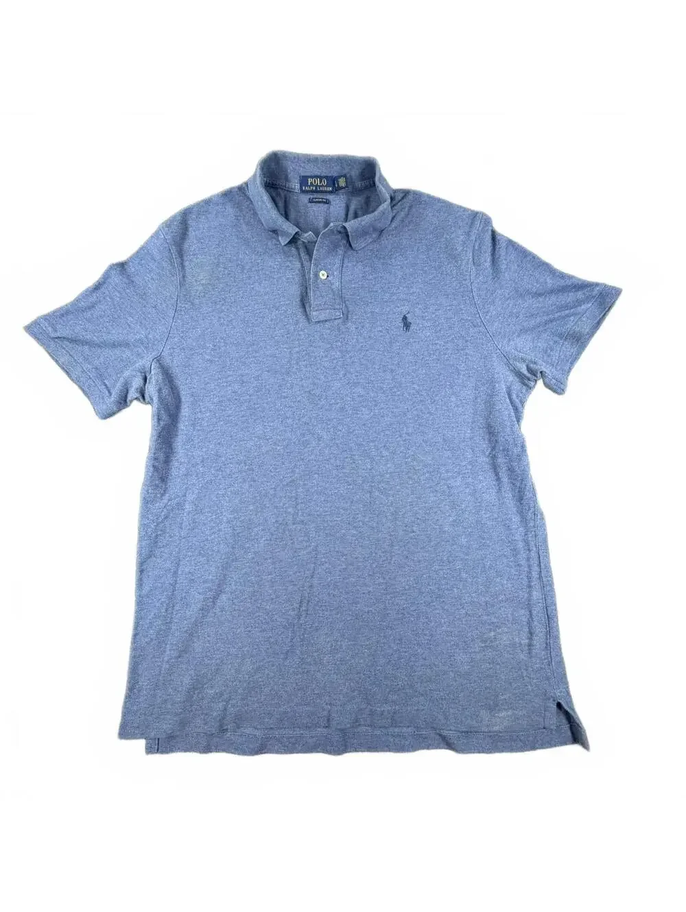 Men's Polo Ralph Lauren Classic Fit Blue Cotton Polo Shirt Size Large